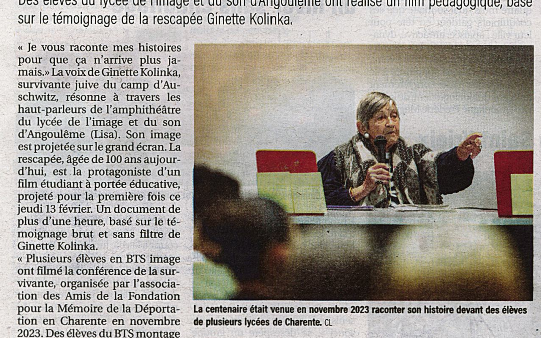Les élèves de BTS font un film sur Ginette Kolinka